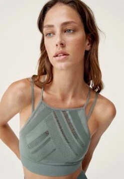 Born Living Yoga Maya - Sujetadores Deportivos Con Sujeción Media - Verde Oliva Jaspeado